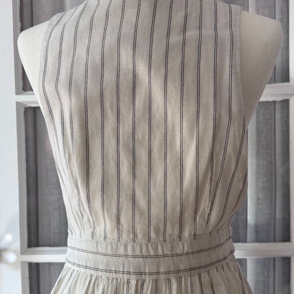 Free People V-neck Diana Wrap Midi Dress - White Pin-Striped Cotton, Small - Picture 6 of 7